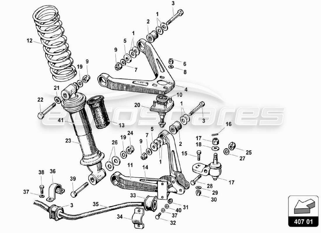 lamborghini miura p400 front arms part diagram