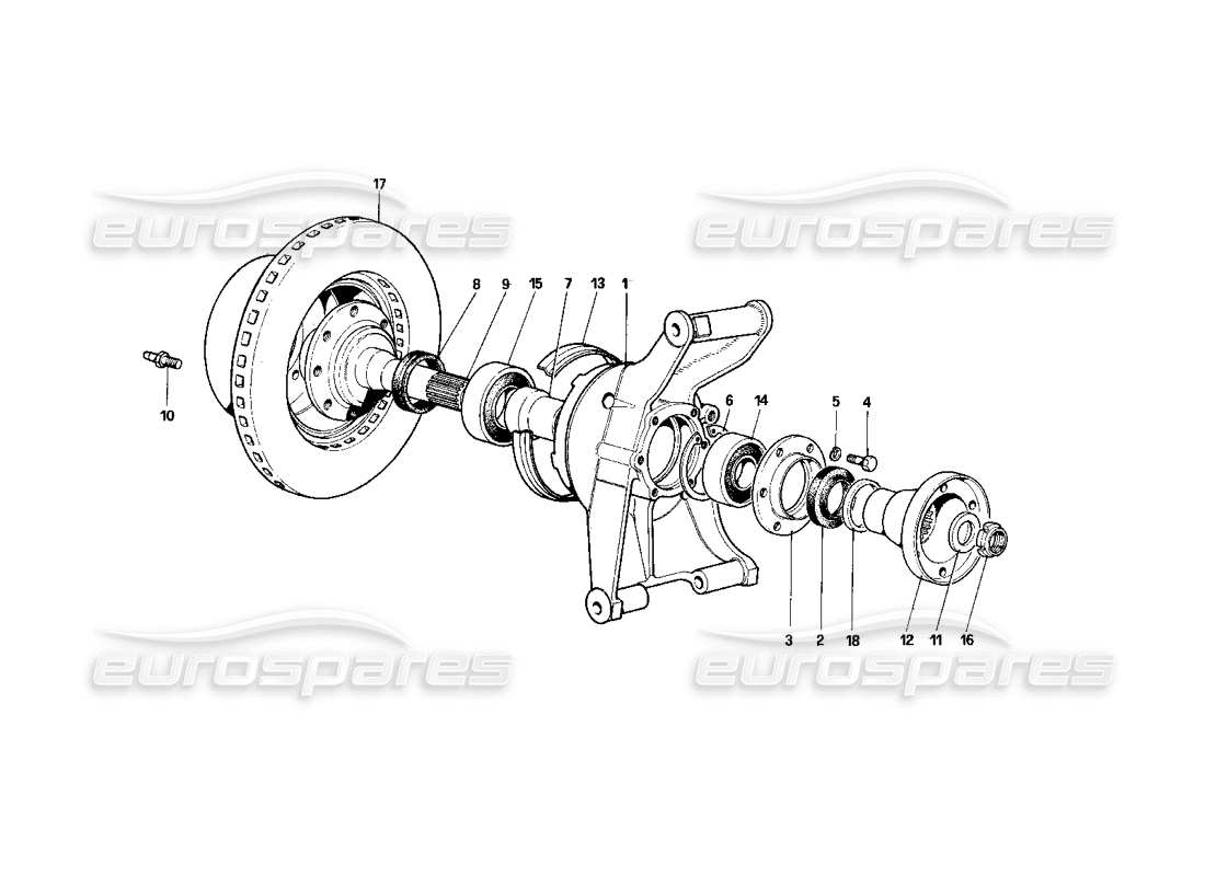 ferrari 400i (1983 mechanical) rear suspension - brake disc part diagram