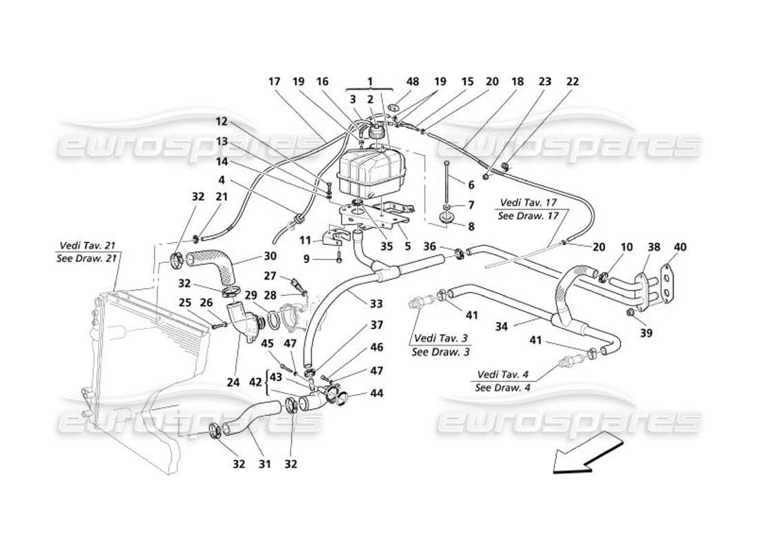 maserati 4200 spyder (2005) nourice - cooling system -not for gd- part diagram