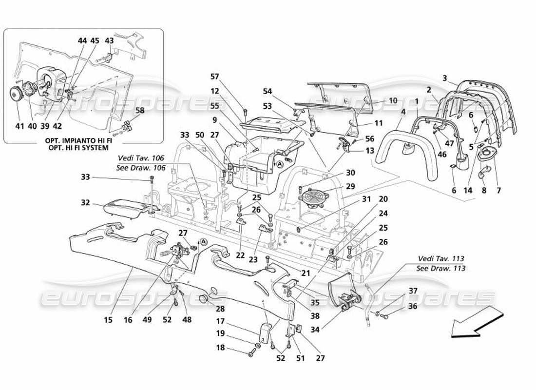 maserati 4200 spyder (2005) passengers compartment upholstery accessories part diagram