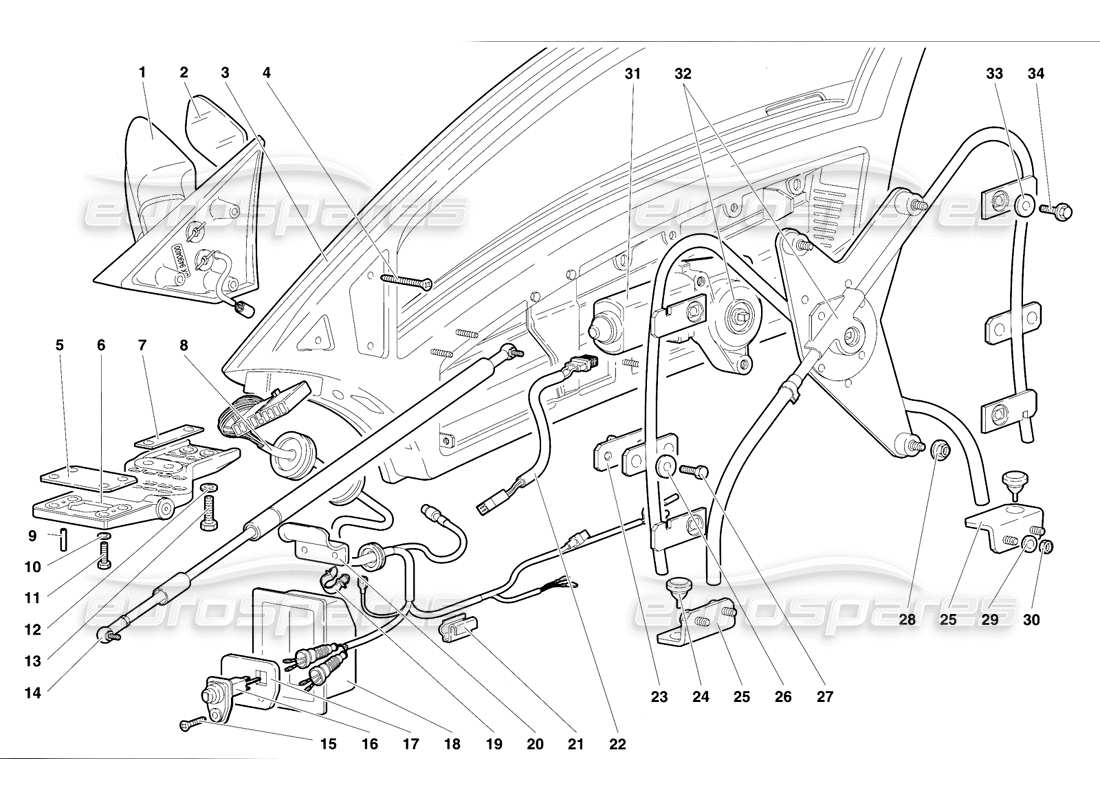 lamborghini diablo vt (1994) doors part diagram