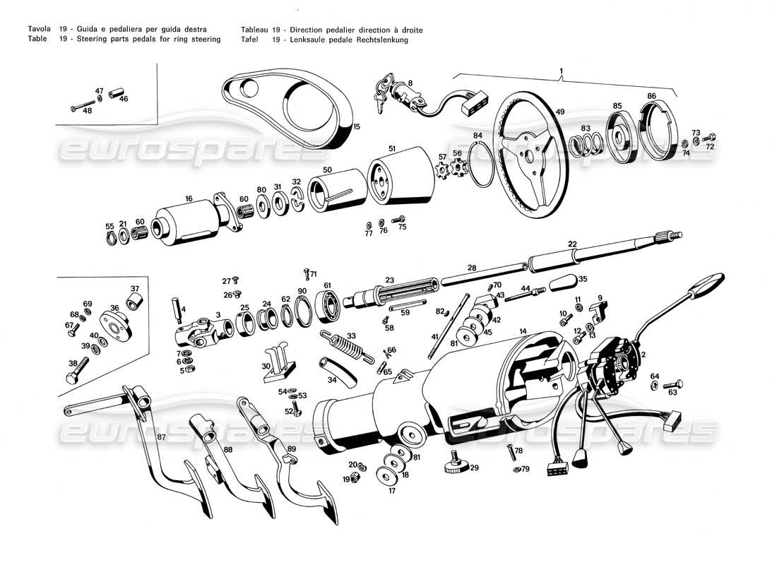 maserati merak 3.0 steering parts pedals for ring steering part diagram