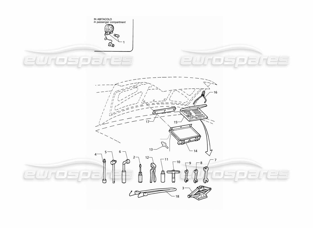 maserati qtp v8 (1998) tools part diagram