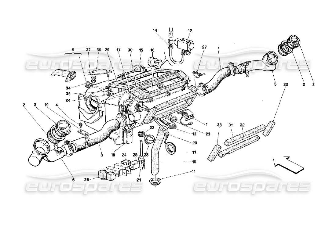 ferrari 512 tr air conditioning unit part diagram