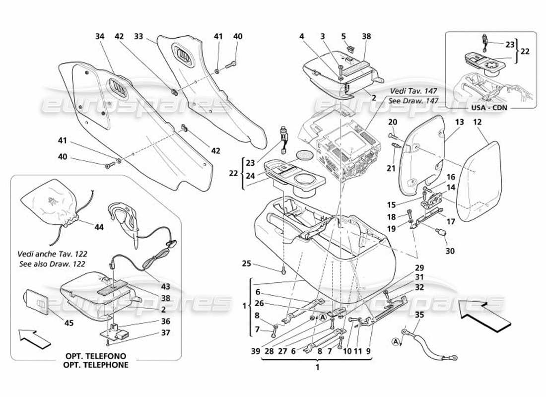 maserati 4200 spyder (2005) tunnel - framework and accessories part diagram