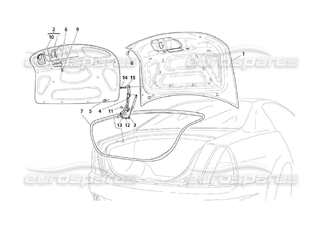 maserati qtp. (2006) 4.2 rear hood part diagram