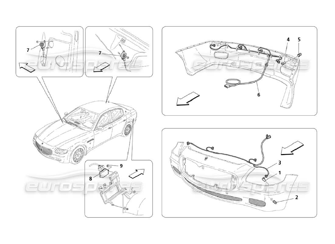 maserati qtp. (2006) 4.2 parking sensors -optional- part diagram