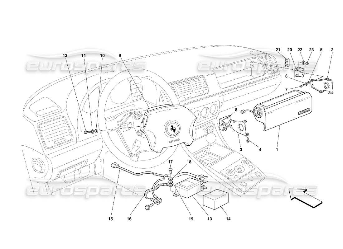 ferrari 456 gt/gta air-bags part diagram