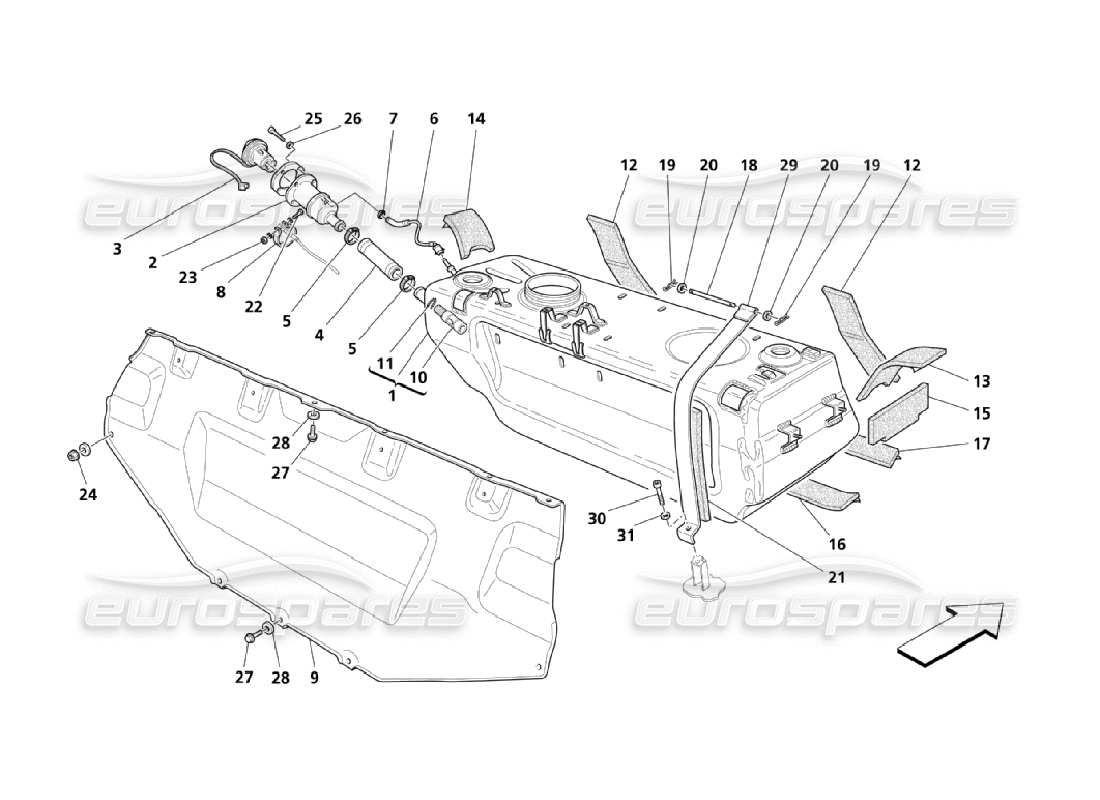 maserati qtp. (2006) 4.2 fuel tanks part diagram