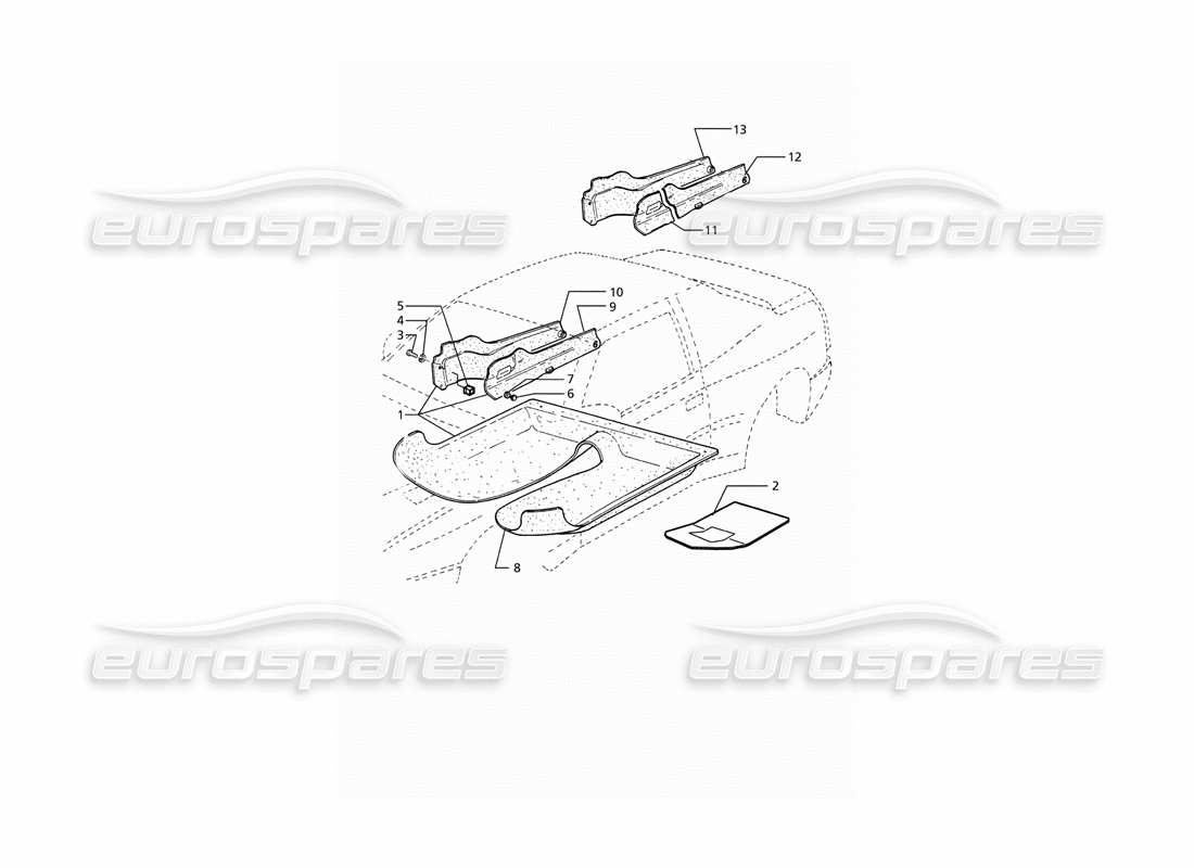 maserati ghibli 2.8 (abs) passenger compartment carpets part diagram