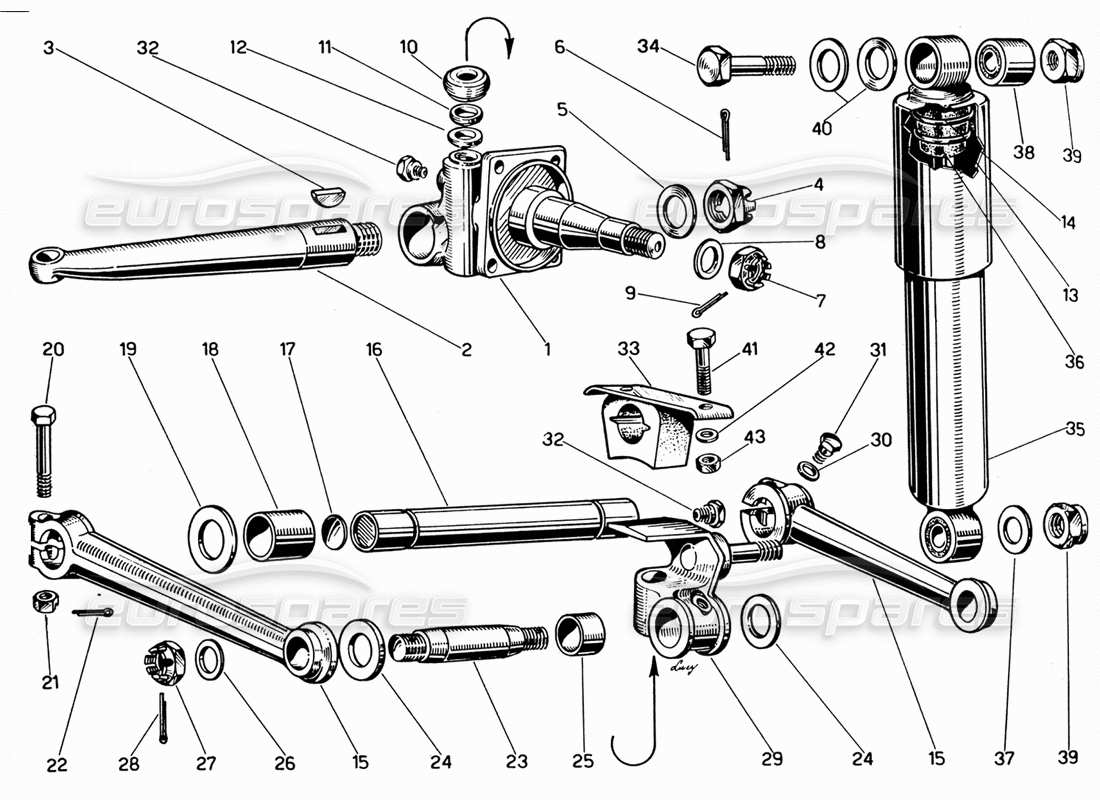 ferrari 330 gt 2+2 front wheel suspension upper arms part diagram