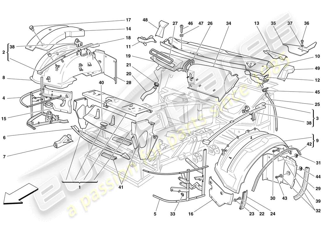 ferrari 575 superamerica front structures and components part diagram