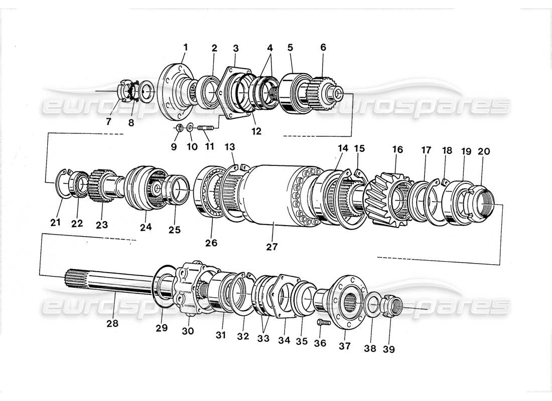 lamborghini lm002 (1988) transfer (output shaft) part diagram