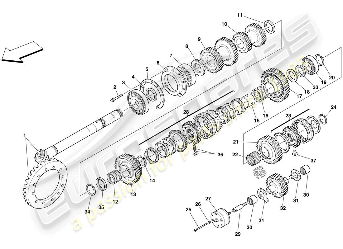 a part diagram from the ferrari f430 scuderia spider 16m (usa) parts catalogue