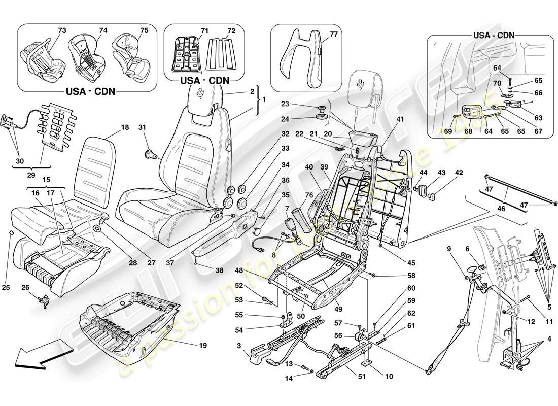 a part diagram from the ferrari f430 coupe (europe) parts catalogue