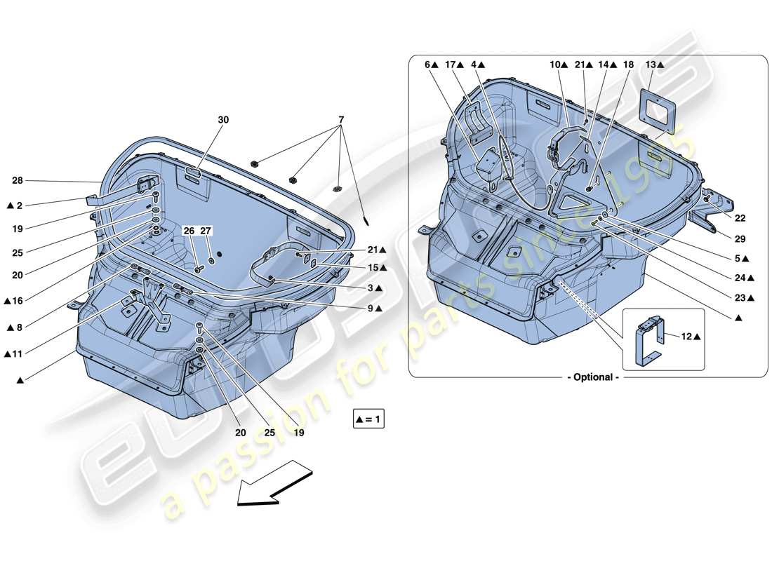 a part diagram from the ferrari 458 speciale aperta (rhd) parts catalogue