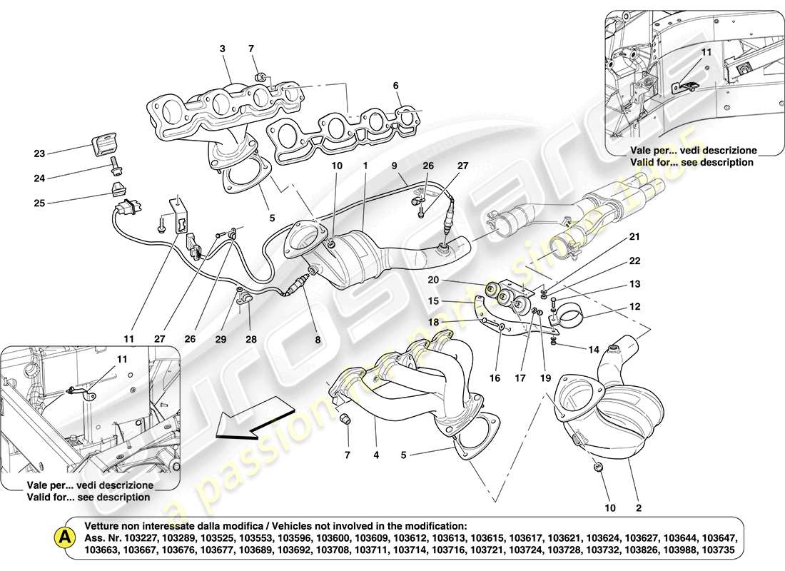 a part diagram from the ferrari california (usa) parts catalogue