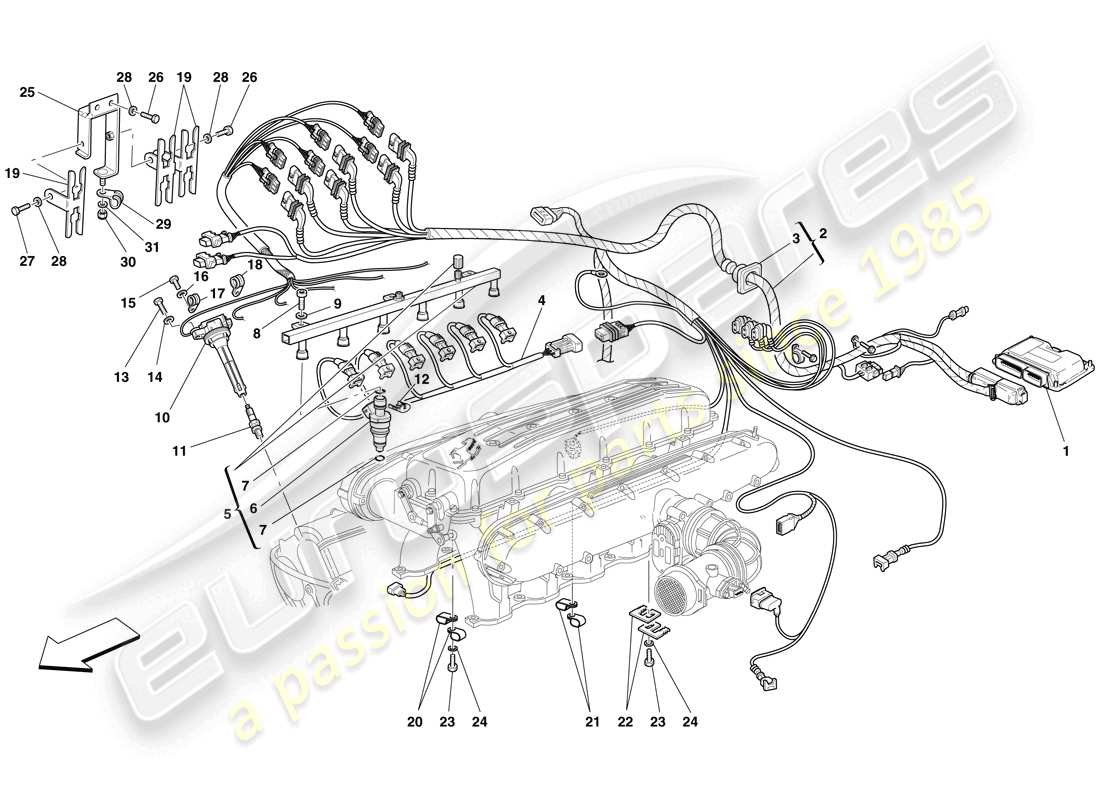 a part diagram from the ferrari 612 scaglietti (usa) parts catalogue