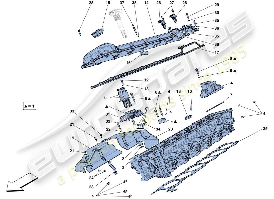 a part diagram from the ferrari f12 berlinetta (rhd) parts catalogue