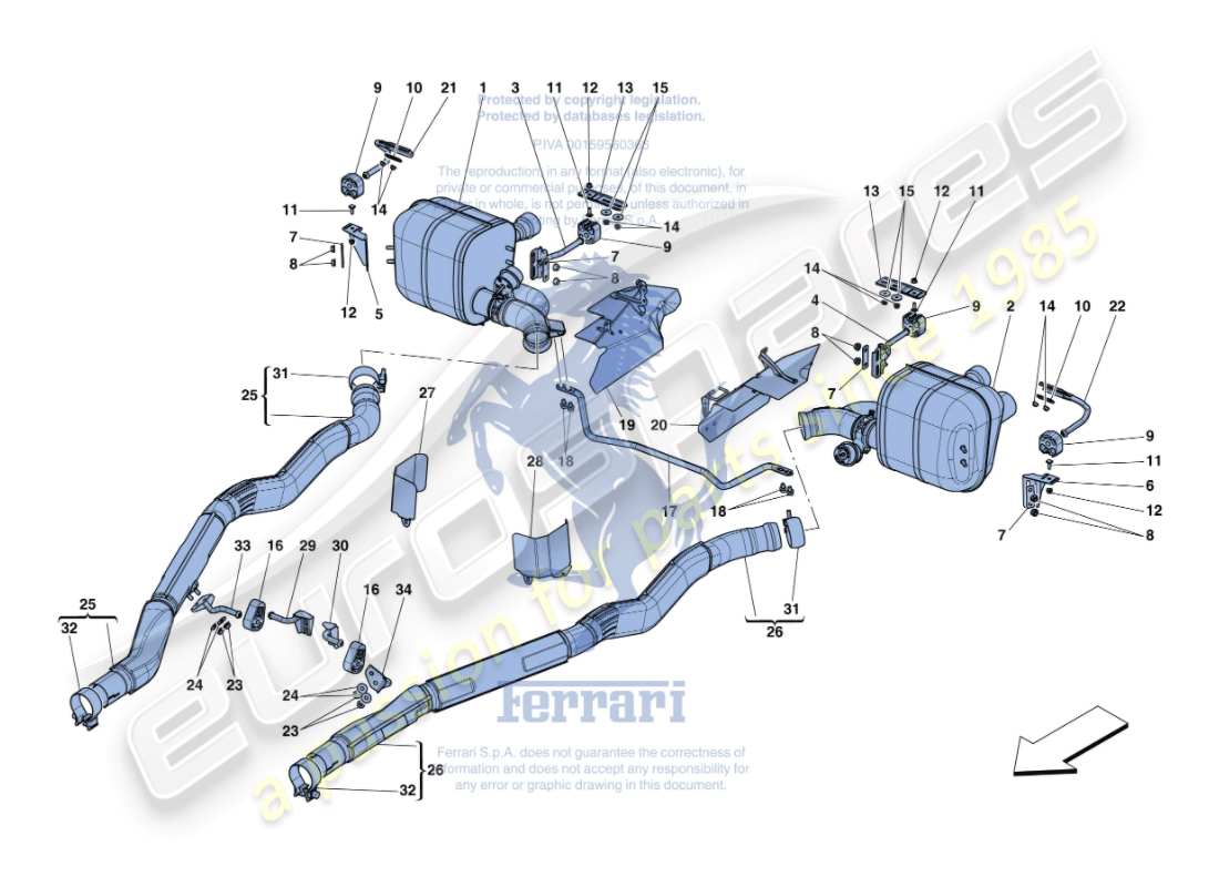 a part diagram from the ferrari gtc4 lusso (europe) parts catalogue