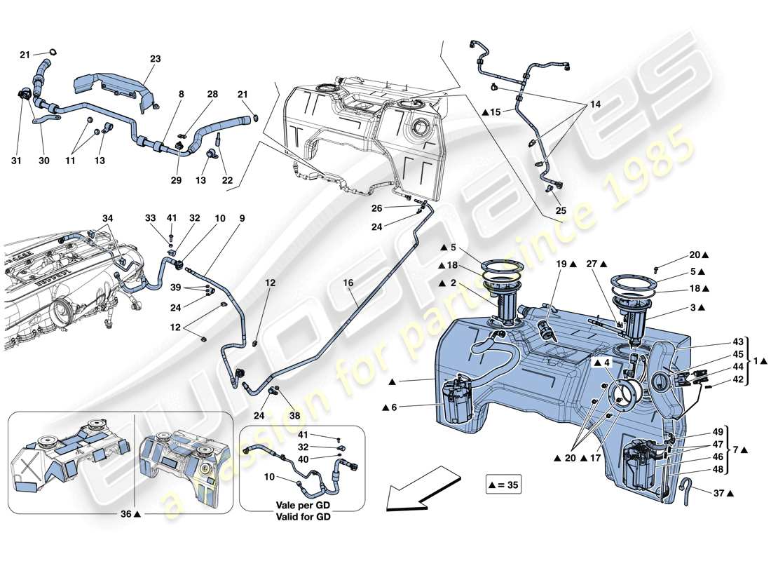 a part diagram from the ferrari 812 superfast (rhd) parts catalogue