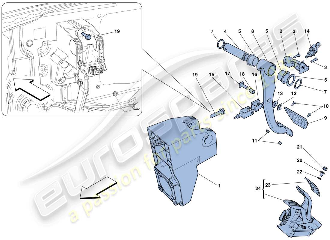 a part diagram from the ferrari 458 italia (rhd) parts catalogue