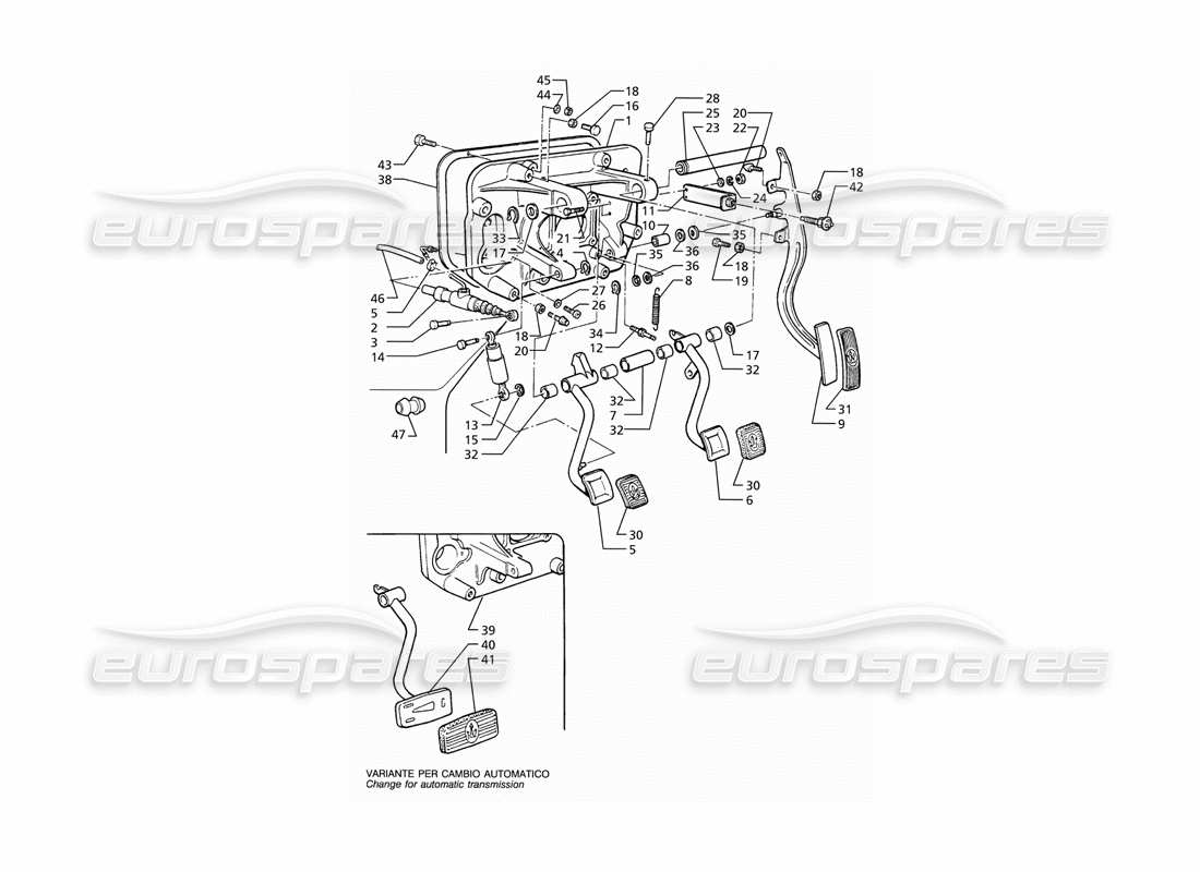 a part diagram from the maserati ghibli (1993-1995) parts catalogue