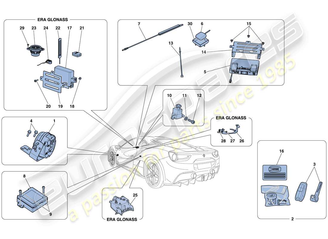 ferrari 488 gtb (europe) antitheft system part diagram