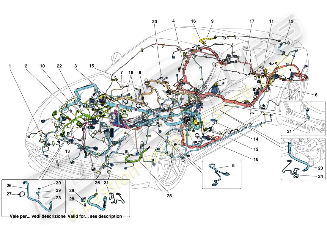 ferrari california t (rhd) main wiring harnesses part diagram