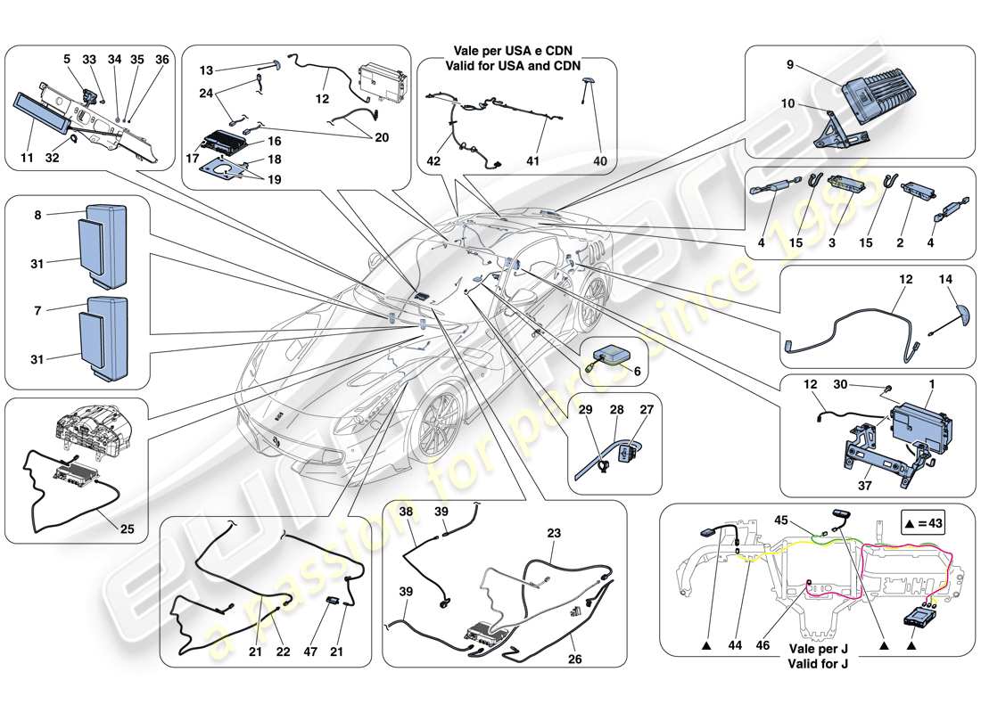 ferrari f12 tdf (usa) infotainment system part diagram