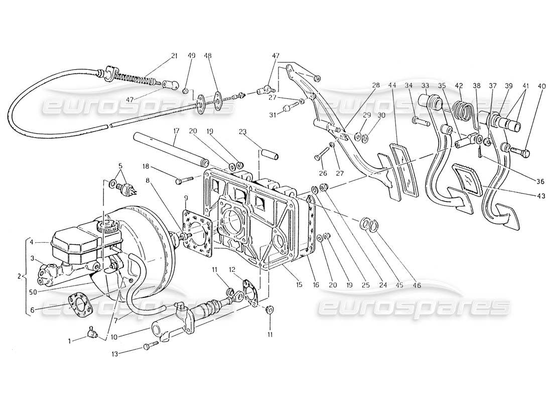 maserati karif 2.8 pedal assy - brake booster clutch pump (rh steering cars) part diagram