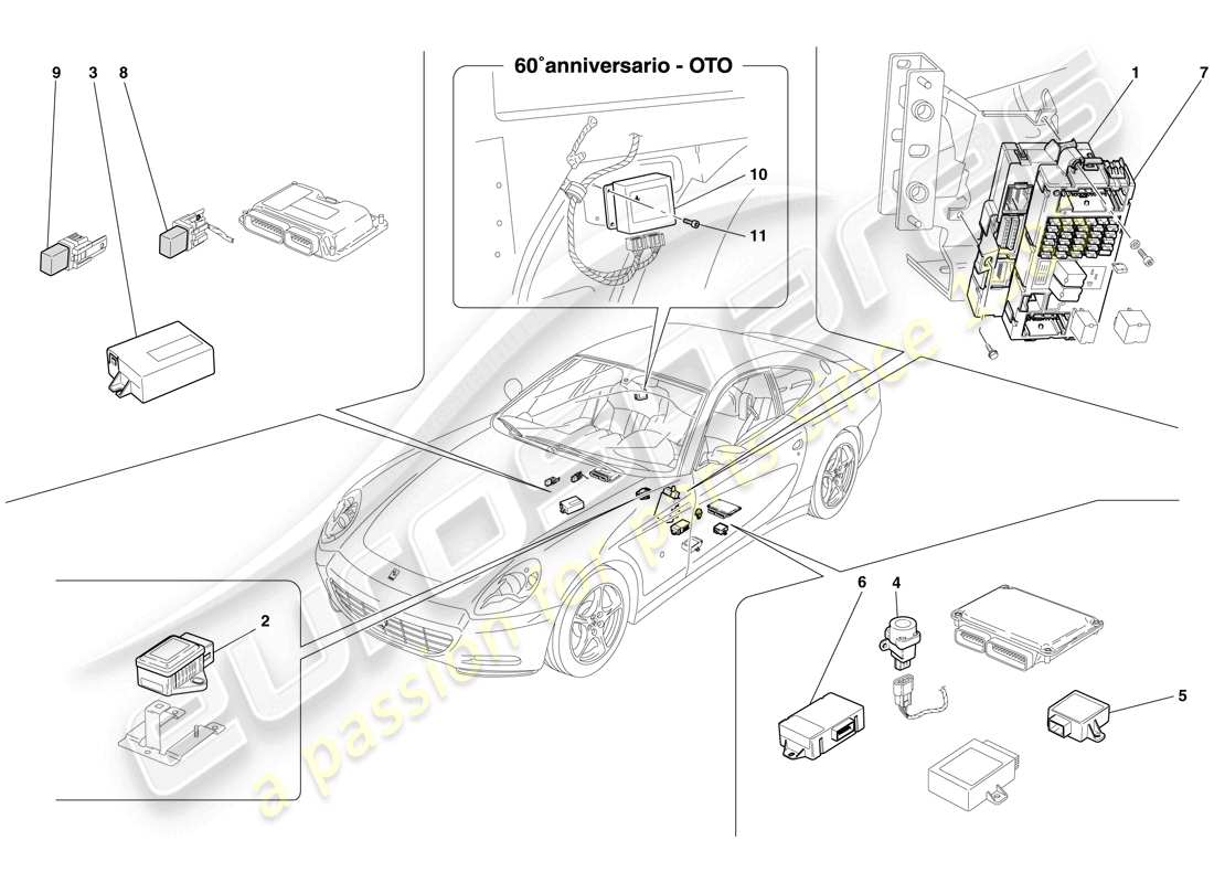 ferrari 612 scaglietti (usa) passenger compartment ecus part diagram