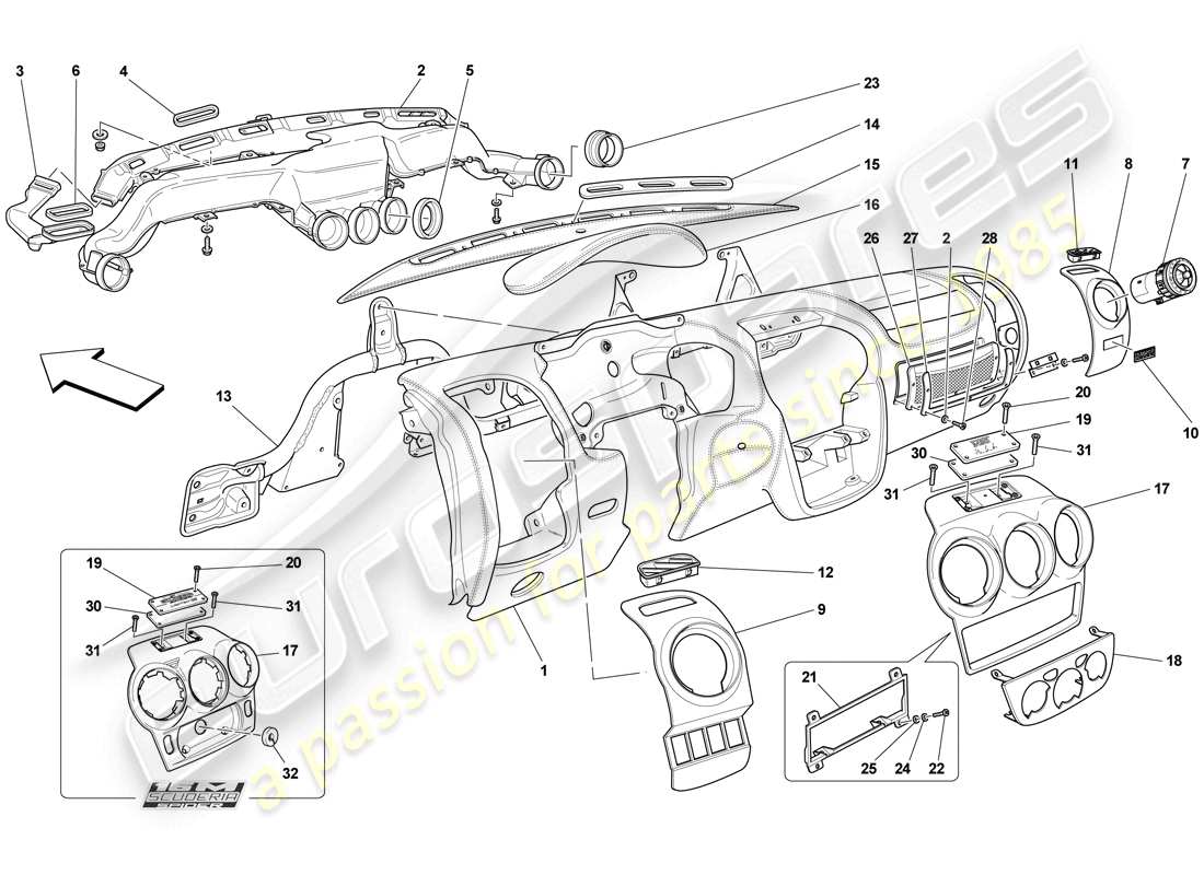 ferrari f430 scuderia spider 16m (europe) dashboard part diagram