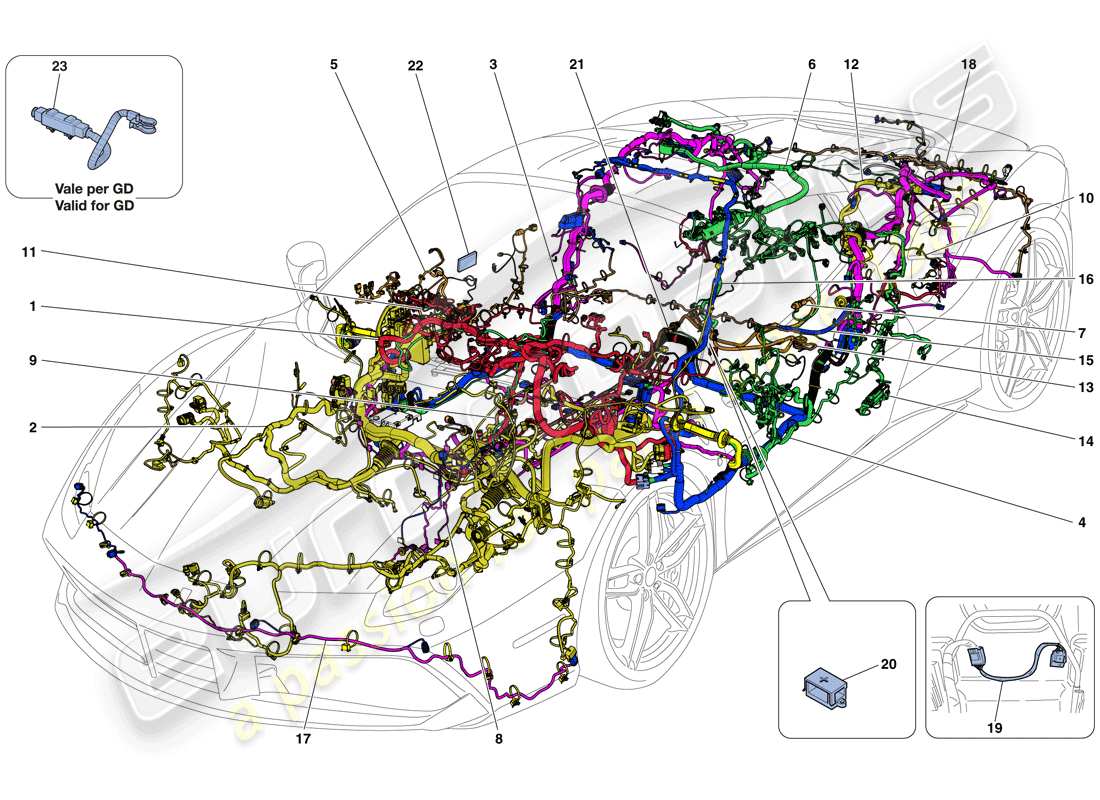 ferrari 488 spider (europe) main wiring harnesses part diagram