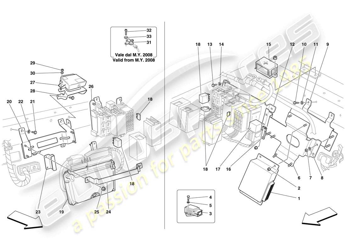 ferrari f430 spider (europe) rear passenger compartment ecus parts diagram