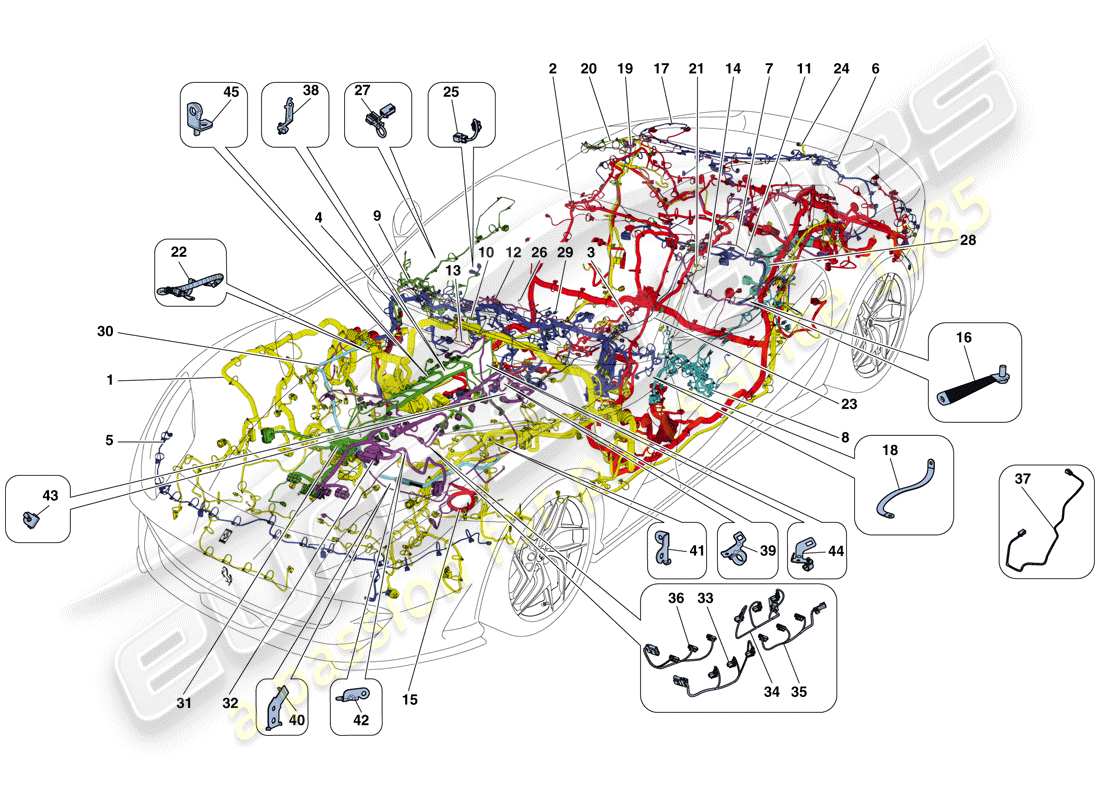 ferrari 812 superfast (europe) main wiring harnesses part diagram