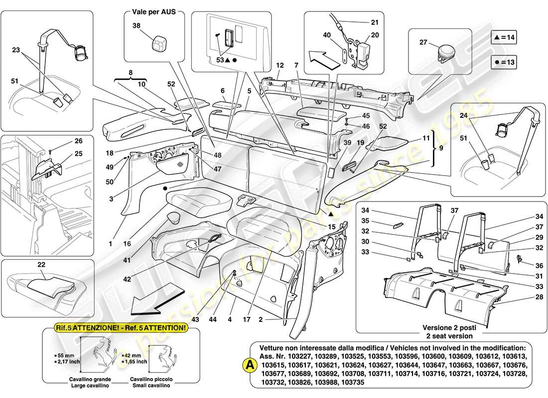 ferrari california (usa) interior trim part diagram