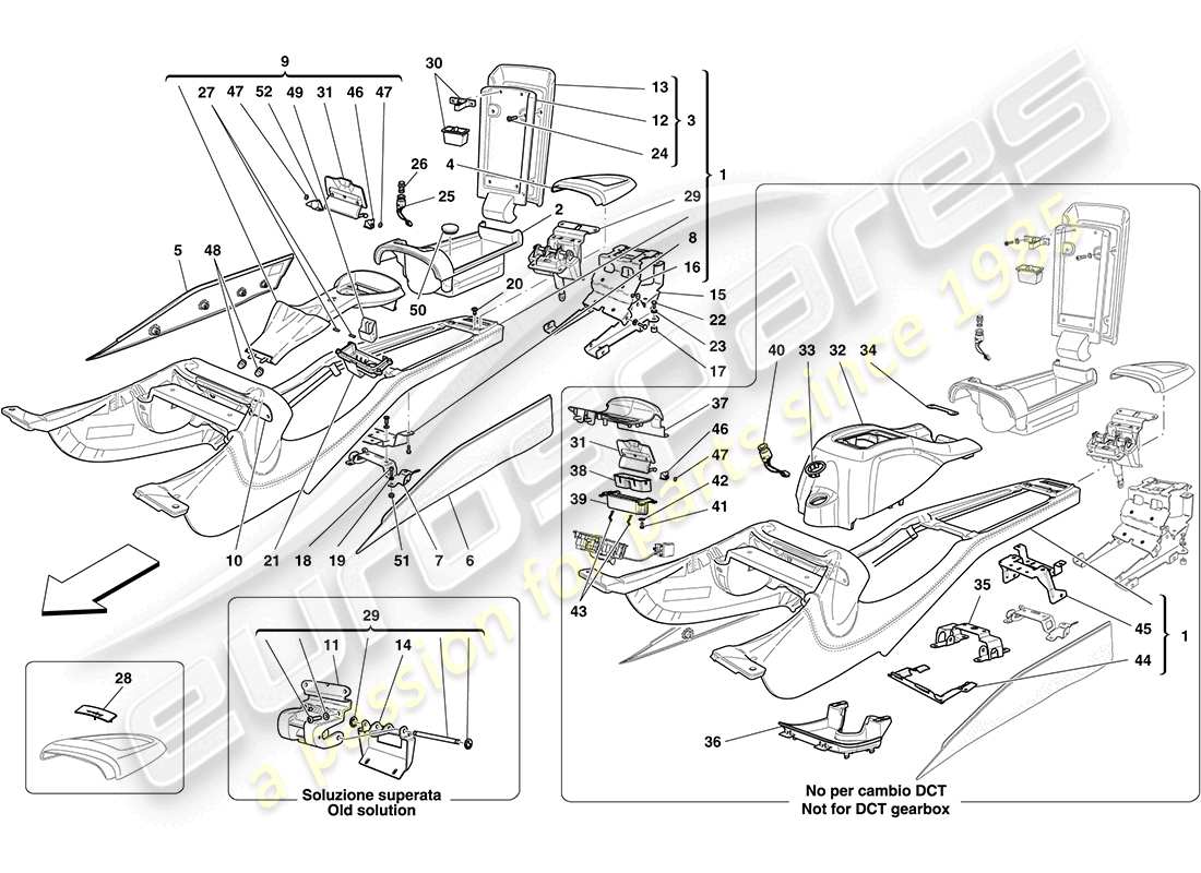 ferrari california (usa) centre tunnel and accessory unit part diagram