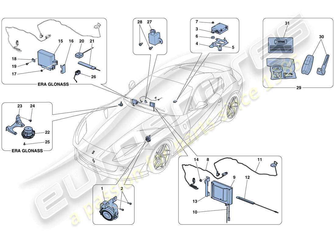 ferrari 812 superfast (usa) anti-theft system part diagram