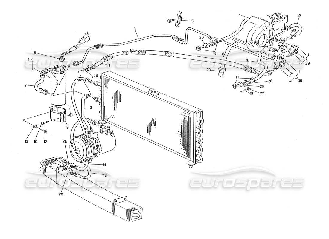 maserati karif 2.8 air conditioning system rh steering (pro modif.) part diagram