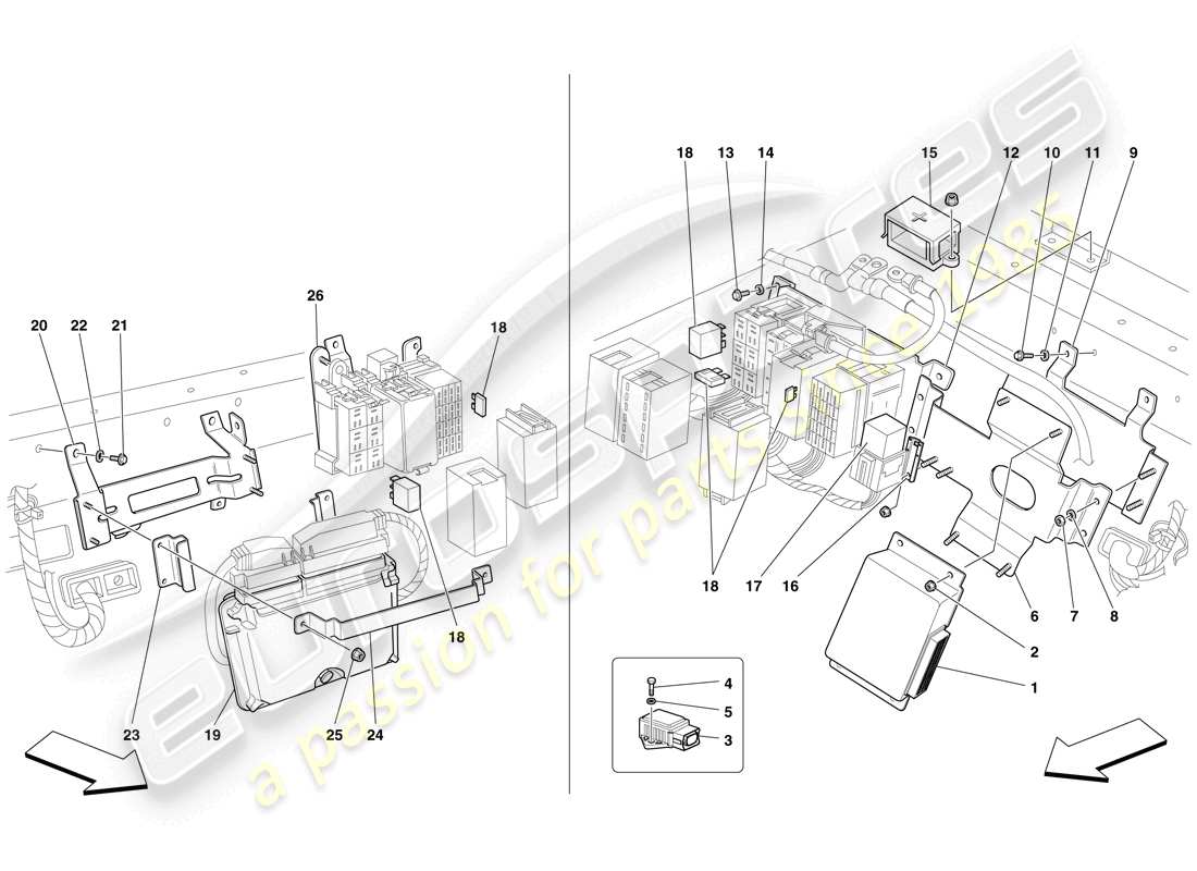 ferrari f430 scuderia (usa) rear passenger compartment ecus part diagram