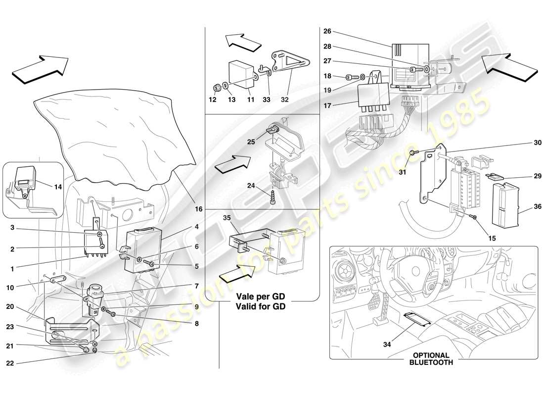 ferrari f430 spider (rhd) front passenger compartment ecus part diagram