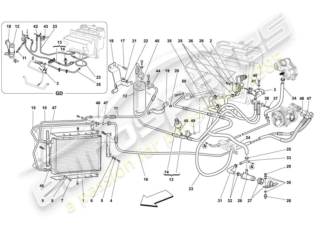 ferrari f430 spider (rhd) ac system part diagram