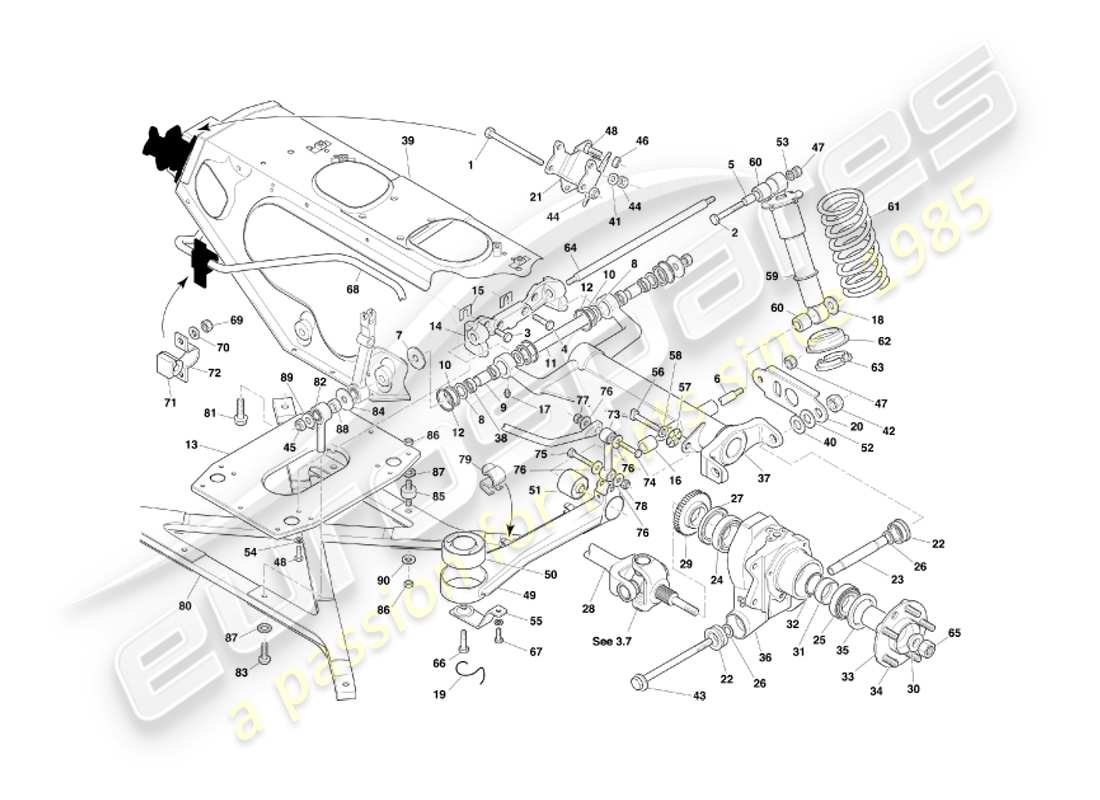 aston martin db7 vantage (2004) rear suspension part diagram