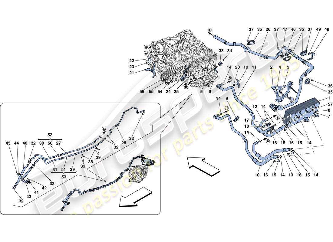 ferrari ff (usa) gearbox oil lubrication and cooling system part diagram