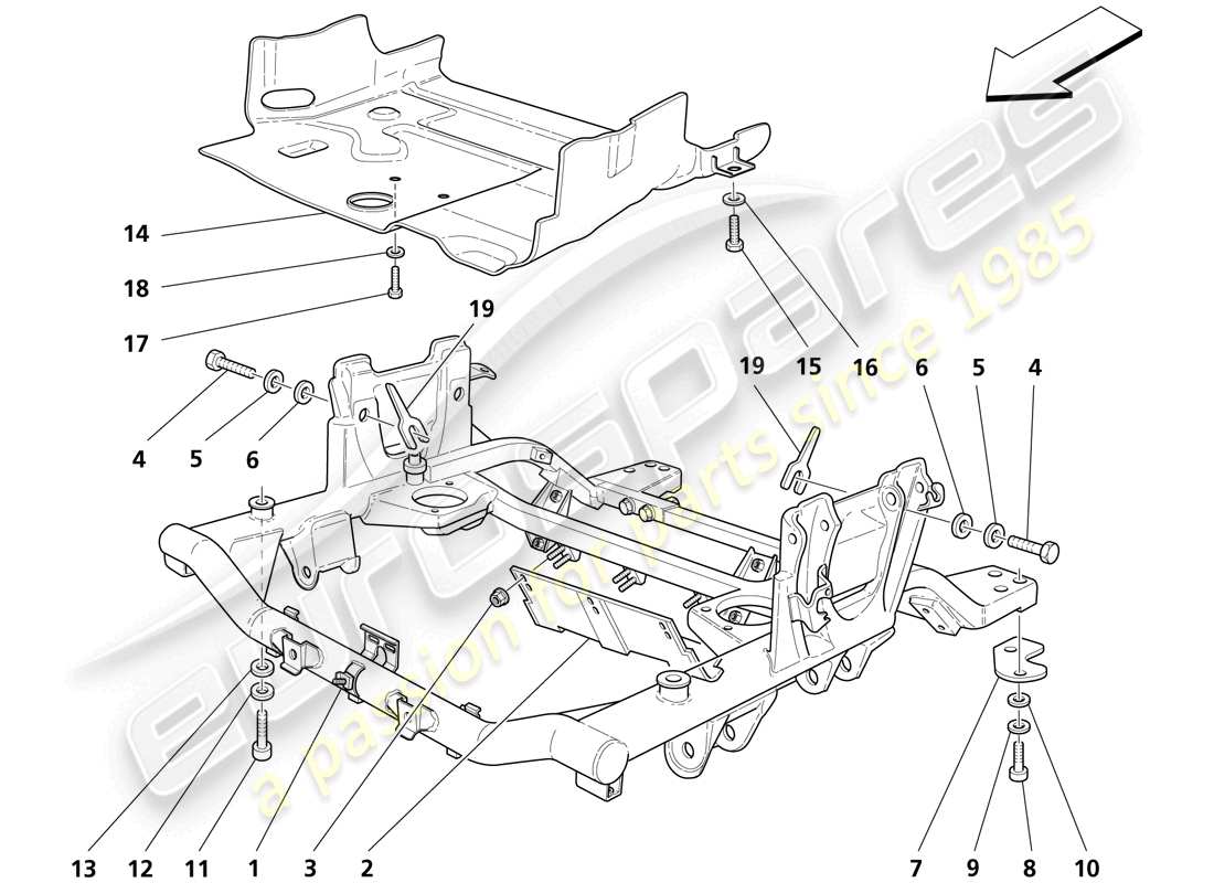 maserati trofeo front under frame and undermotor shields part diagram