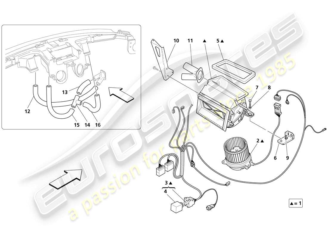 maserati trofeo passengers compartment aerating system - valid for my 2005 part diagram