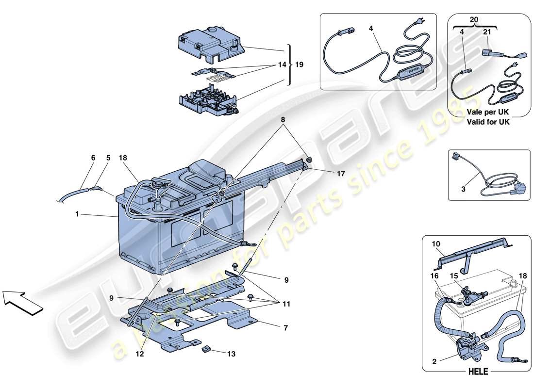 ferrari 458 speciale aperta (usa) battery part diagram