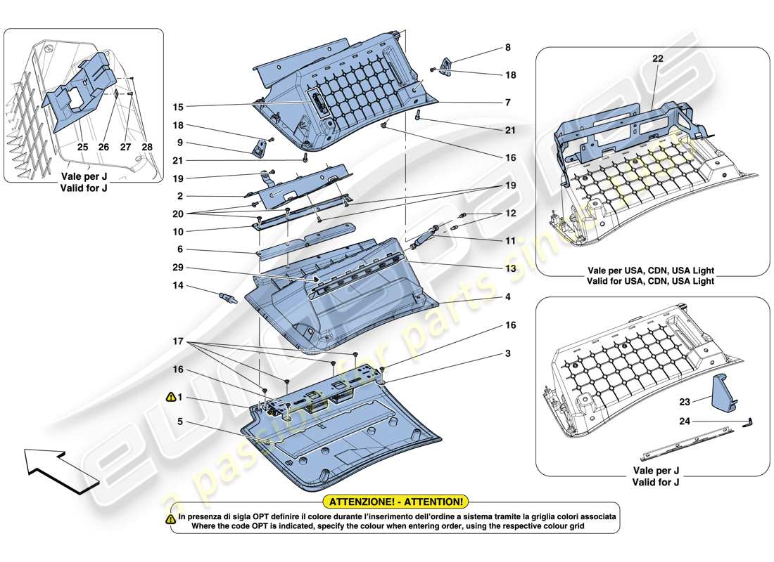 ferrari gtc4 lusso (usa) glove compartment part diagram