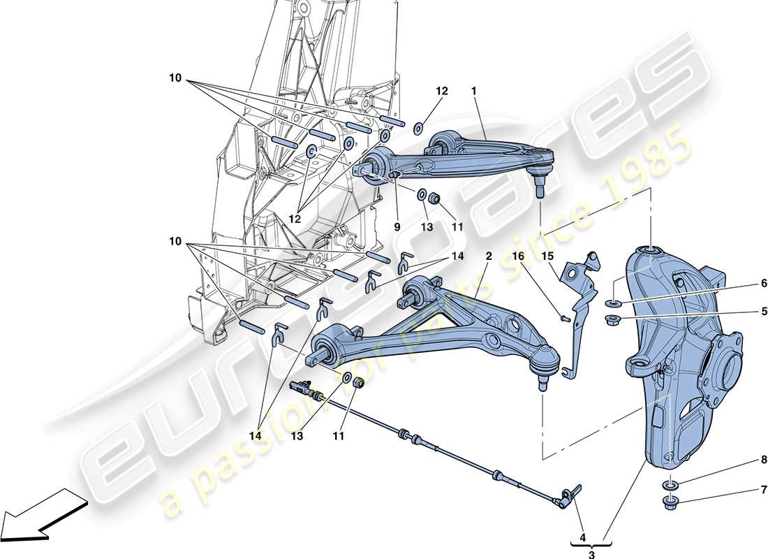 ferrari ff (europe) front suspension - arms part diagram